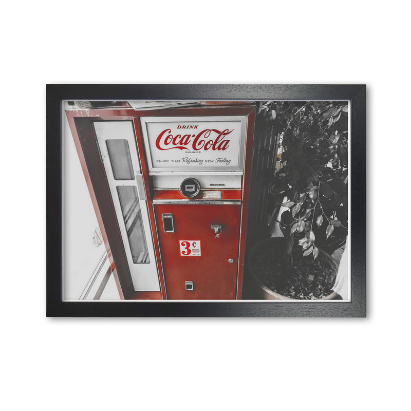 Coca Cola Vending Machine Modern Print Black Grain