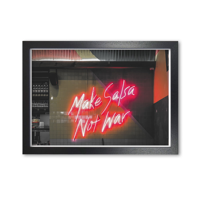 Make Salsa Not War Modern Print Black Grain