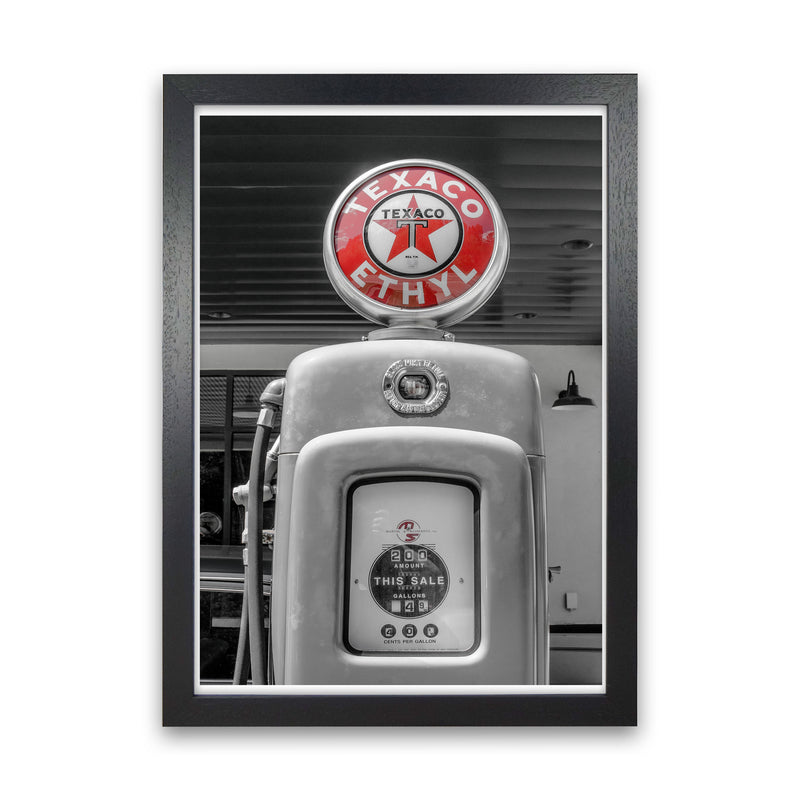 Texaco Gas Pump Modern Print Black Grain