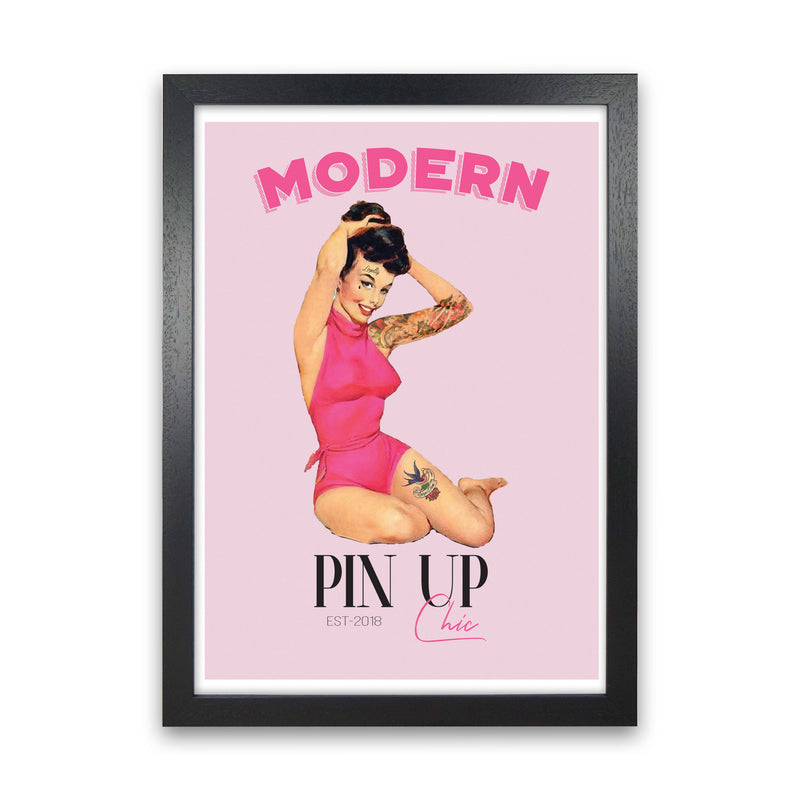 Modern Pin Up Girl Modern Print Black Grain