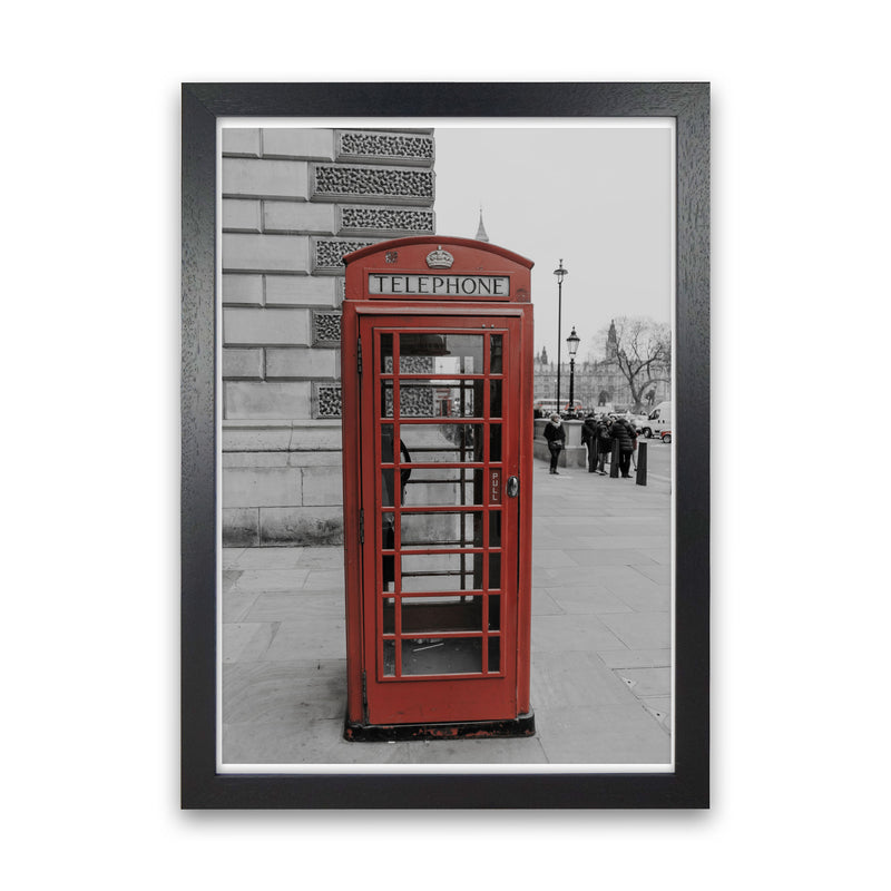 London Red Phonebox Modern Print Black Grain