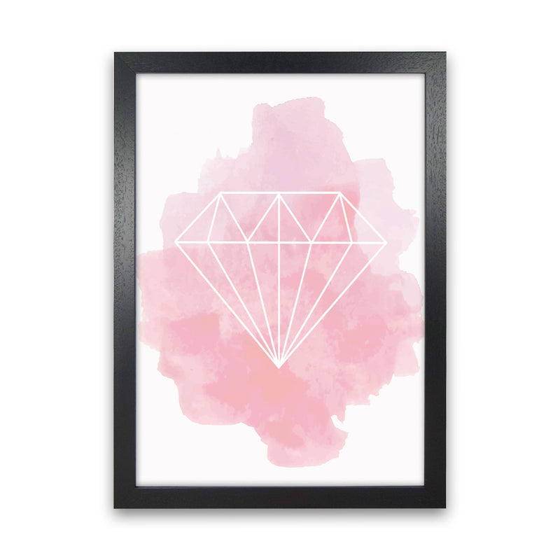 Geo Diamond Pink Watercolour Modern Print Black Grain
