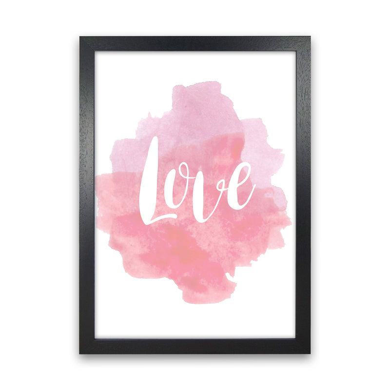 Love Pink Watercolour Modern Print Black Grain