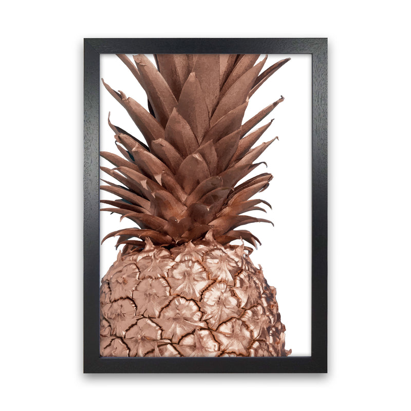 Rose Gold Pineapple Modern Print, Framed Kitchen Wall Art Black Grain