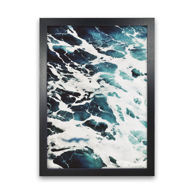 Blue White Water Modern Print, Framed Botanical & Nature Art Print Black Grain