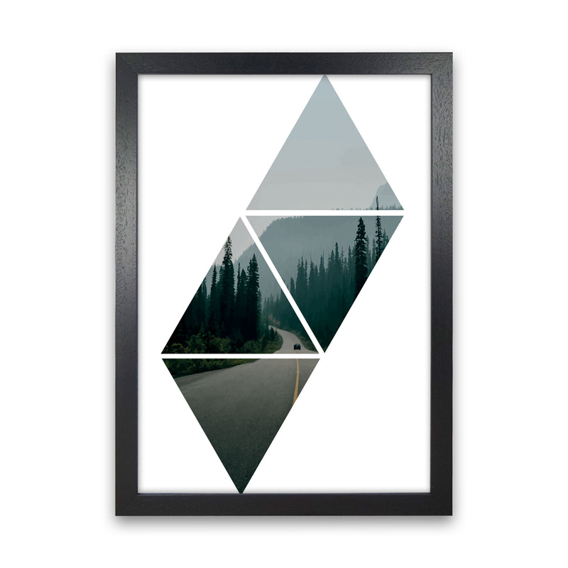 Abstract Triangles And Forest Modern Print Black Grain