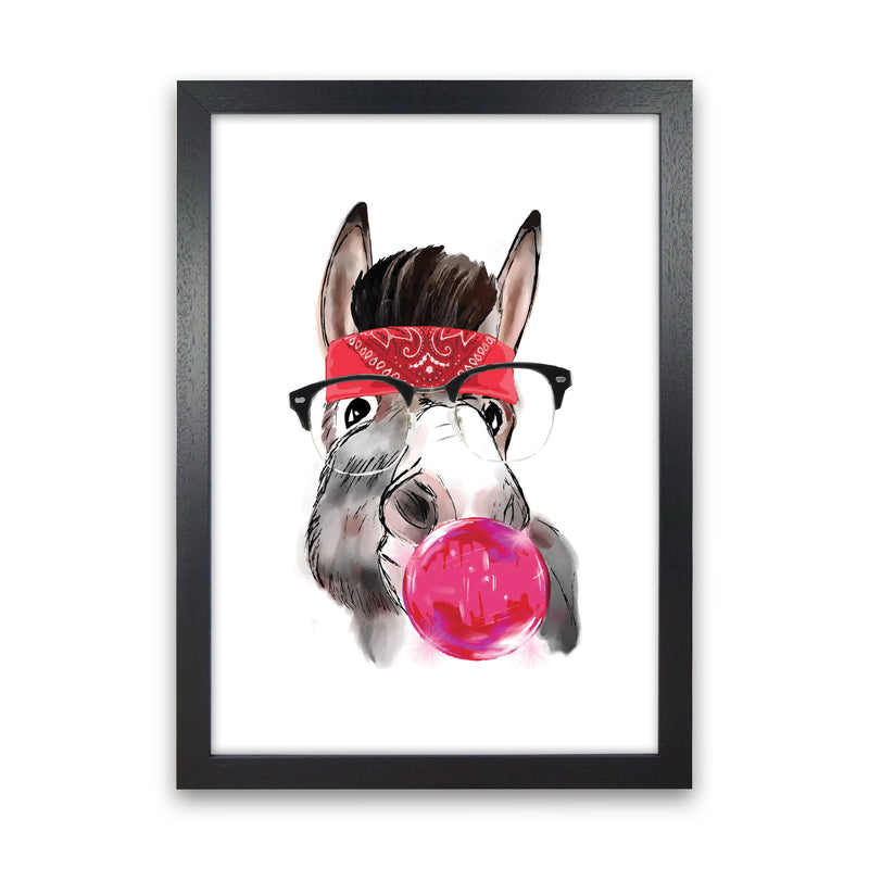 Gangster Donkey Modern Print Animal Art Print Black Grain