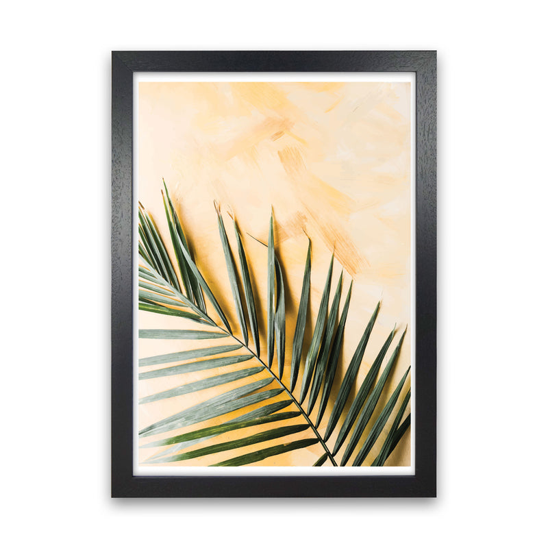 Palm Leaf Yellow Modern Print, Framed Botanical & Nature Art Print Black Grain