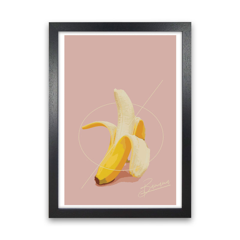 Banana Modern Print, Framed Kitchen Wall Art Black Grain