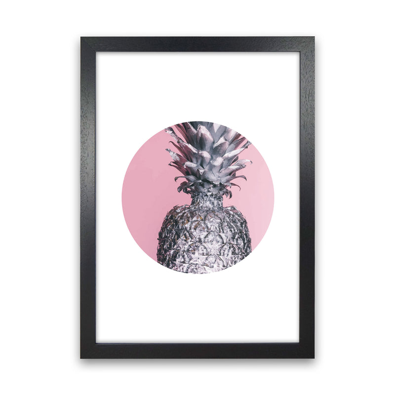 Pineapple Pink Circle Modern Print Black Grain