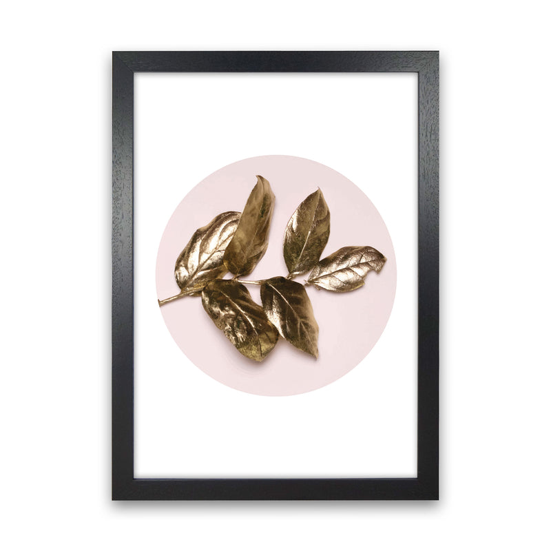 Pink And Gold Leaf Modern Print, Framed Botanical & Nature Art Print Black Grain