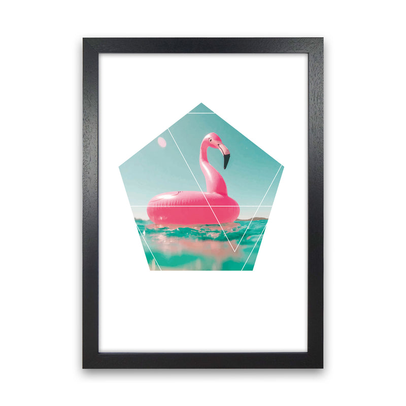 Pink Flamingo Inflatable Modern Print Black Grain