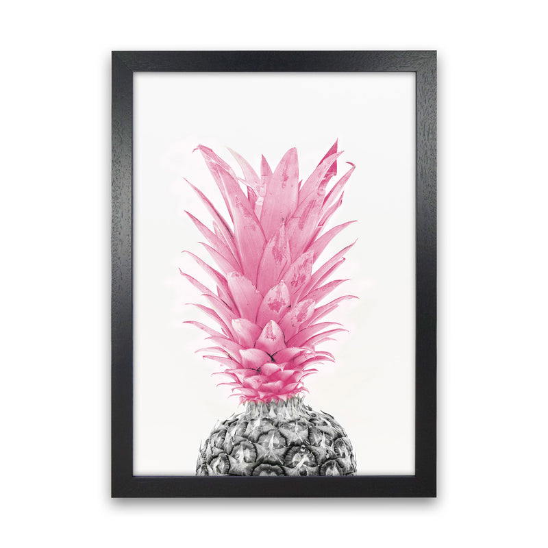 Black And Pink Pineapple Modern Print, Framed Kitchen Wall Art Black Grain