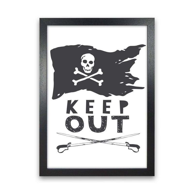 Pirate Keep Out Framed Nursey Wall Art Print Black Grain
