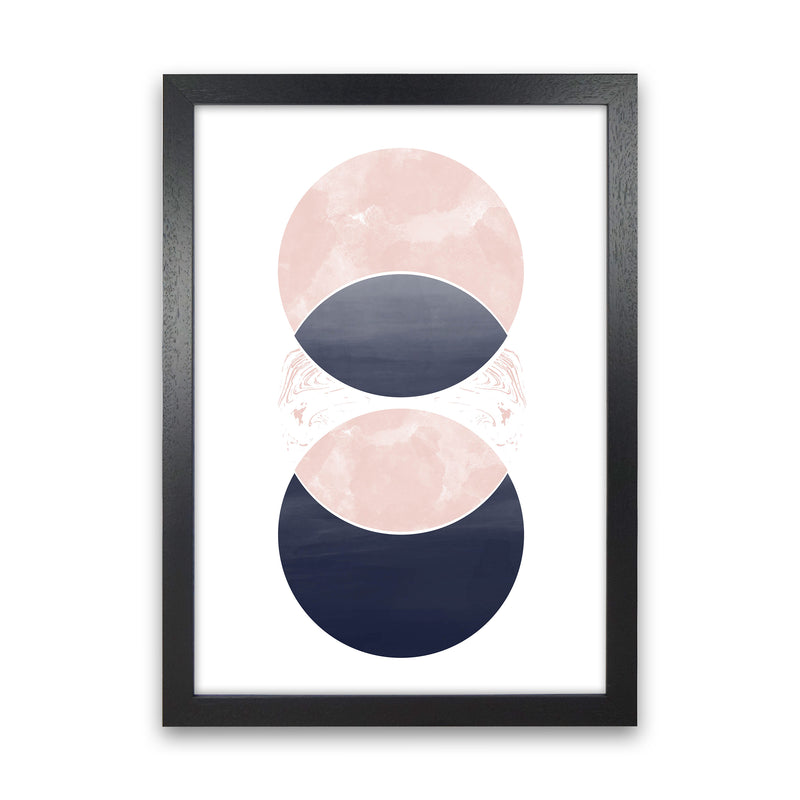 Navy And Marble Pink 1 Art Print by Pixy Paper Black Grain