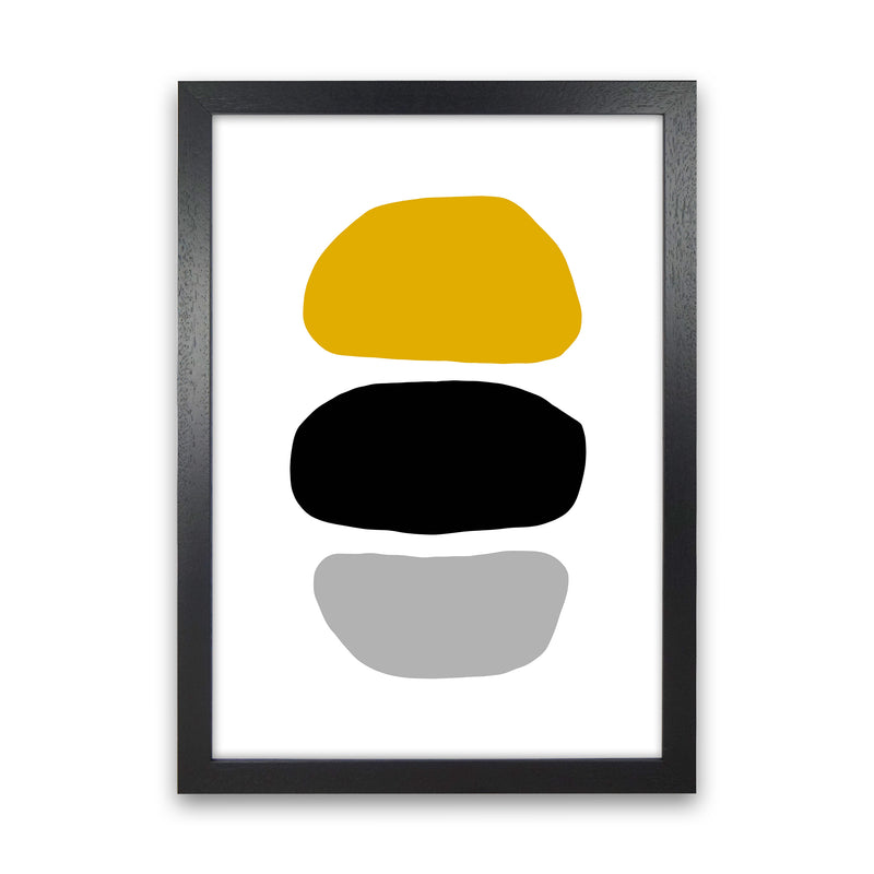 Mustard And Black Abstract Stones 2 Art Print by Pixy Paper Black Grain