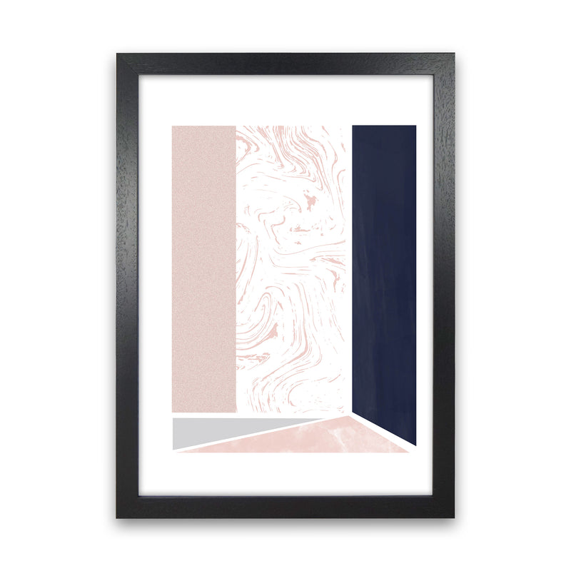 Navy And Marble Pink 2 Art Print by Pixy Paper Black Grain