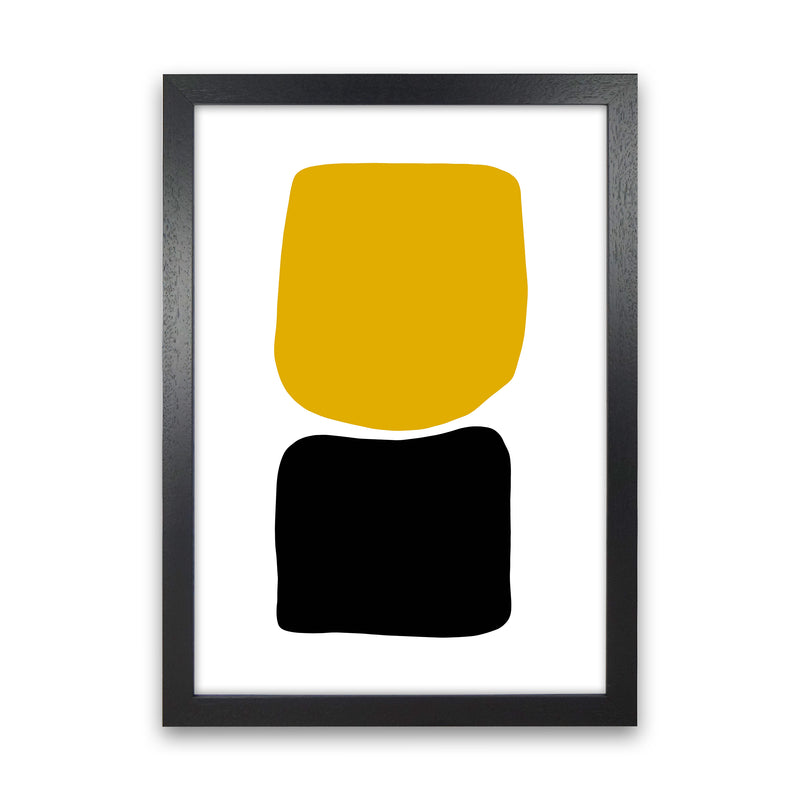 Mustard And Black Abstract Stones 3 Art Print by Pixy Paper Black Grain