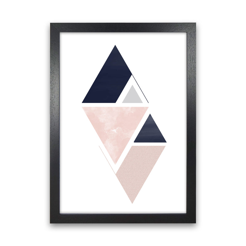Navy And Marble Pink 3 Art Print by Pixy Paper Black Grain