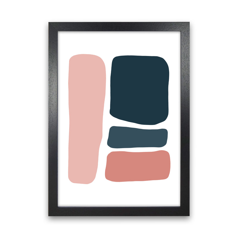 Pink And Navy Abstract Stones 3 Art Print by Pixy Paper Black Grain