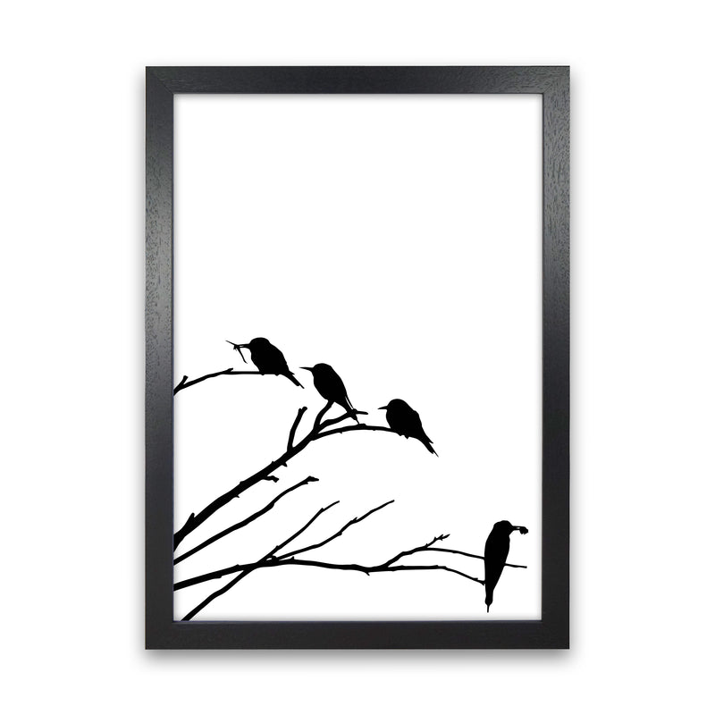 Corner Branch With Birds Art Print by Pixy Paper Black Grain