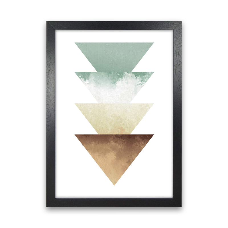 Green And Beige Watercolour Triangles Abstract  Art Print by Pixy Paper Black Grain