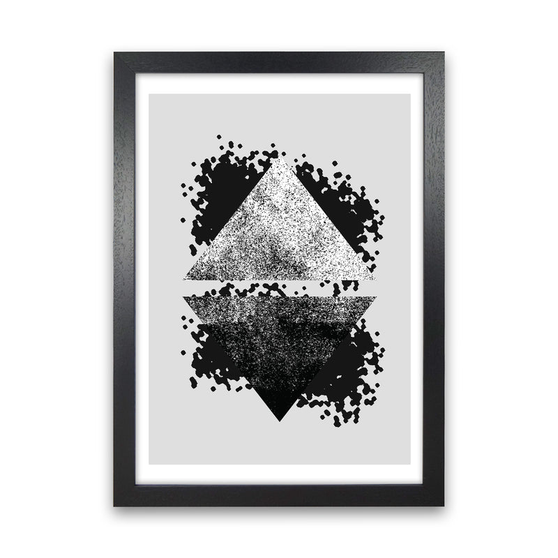 Graffiti Black And Grey Reflective Triangles  Art Print by Pixy Paper Black Grain