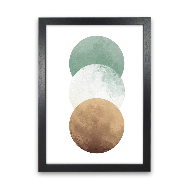 Green And Beige Watercolour Circles Abstract  Art Print by Pixy Paper Black Grain