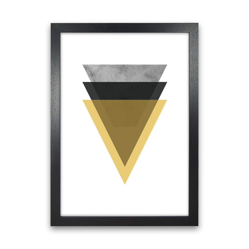Geometric Mustard And Black Triangles  Art Print by Pixy Paper Black Grain