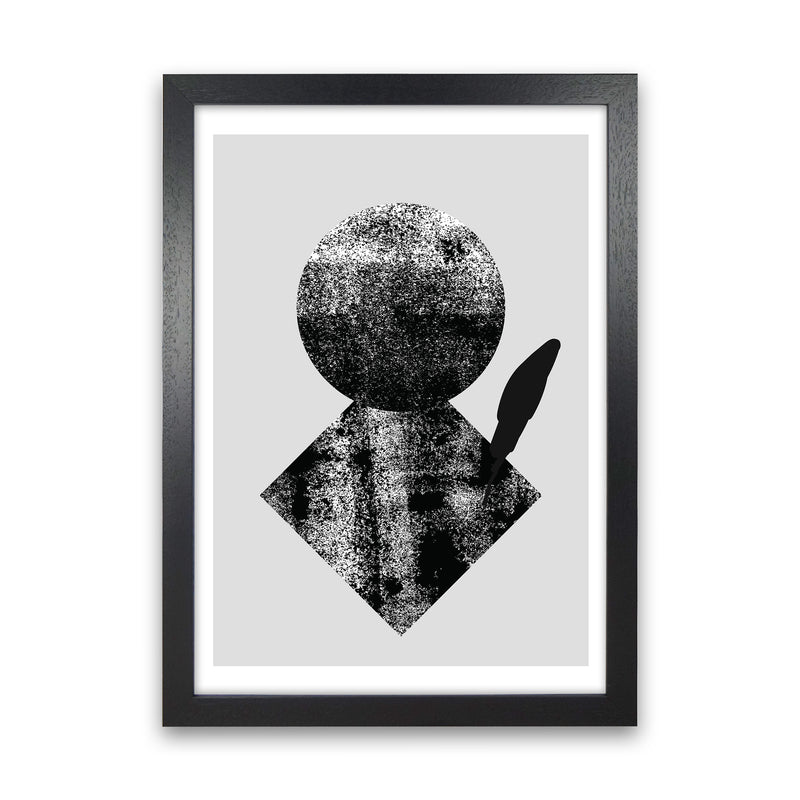 Graffiti Black And Grey Circle Leaf  Art Print by Pixy Paper Black Grain