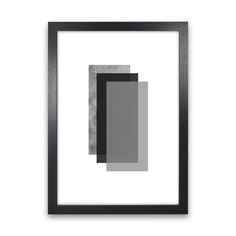 Geometric Grey And Black Rectangles  Art Print by Pixy Paper Black Grain