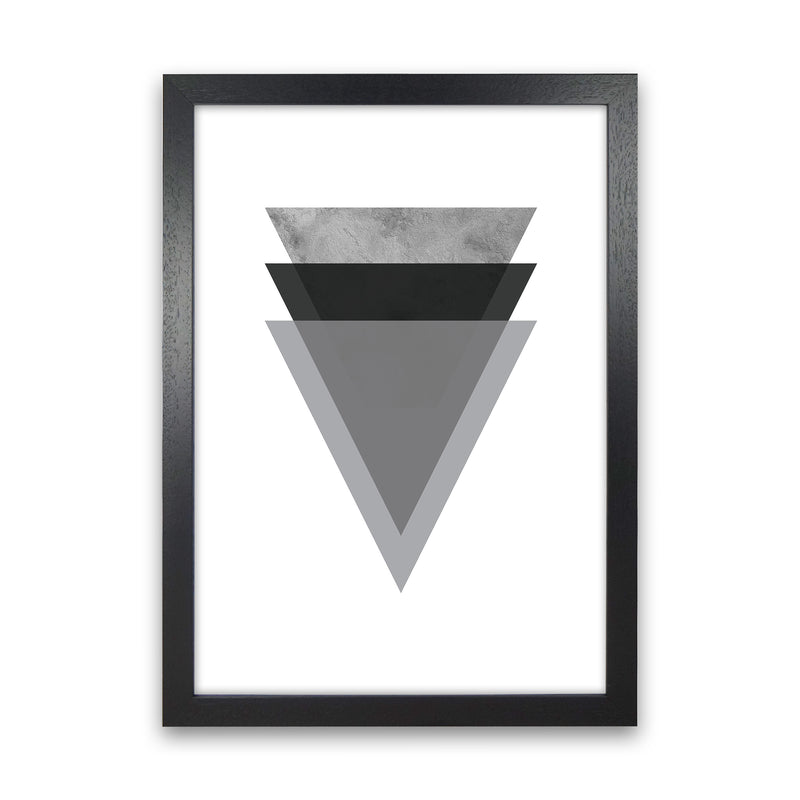 Geometric Grey And Black Triangles  Art Print by Pixy Paper Black Grain