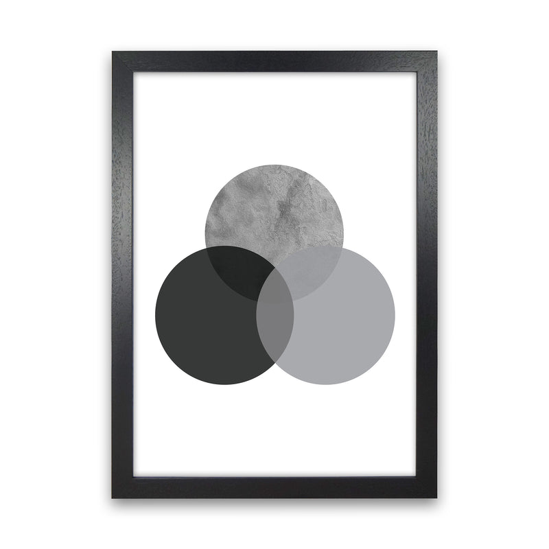 Geometric Grey And Black Circles  Art Print by Pixy Paper Black Grain