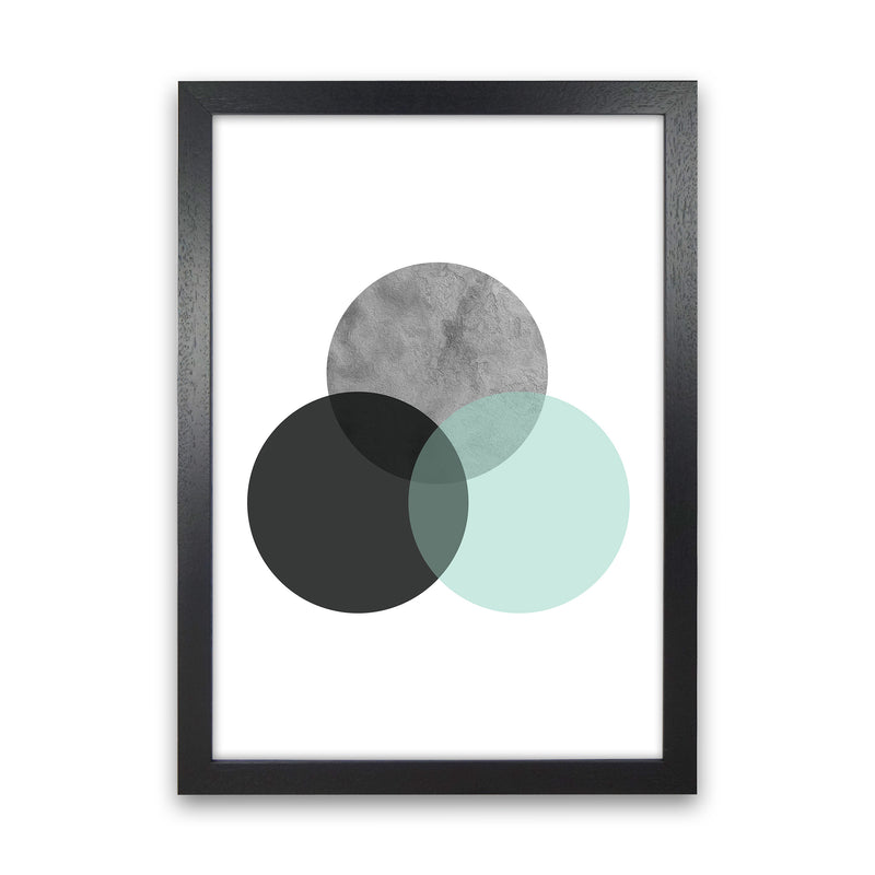 Geometric Mint And Black Circles  Art Print by Pixy Paper Black Grain