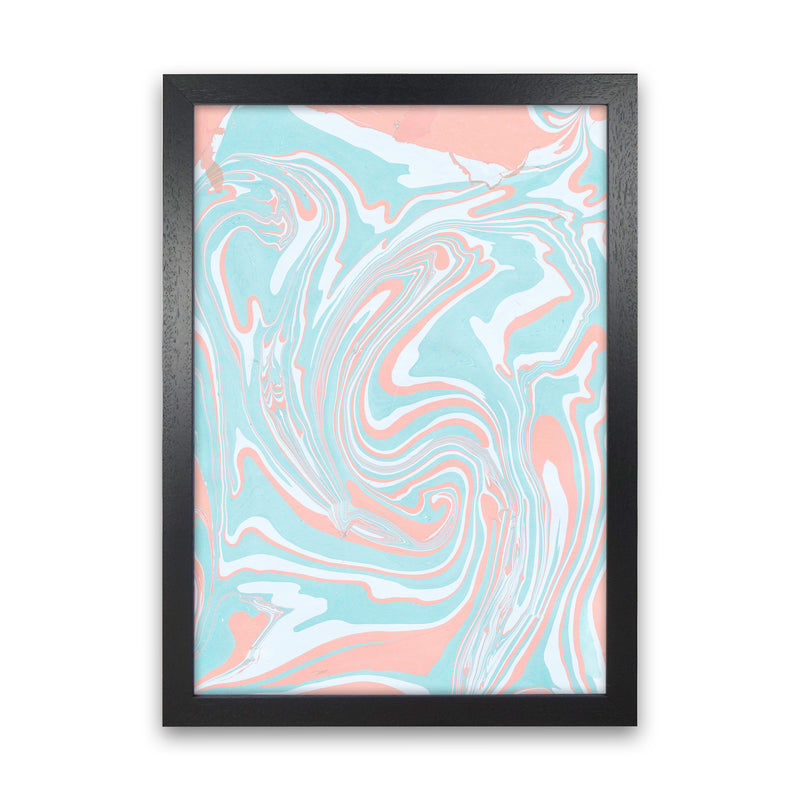 Liquid Mix Turquoise And Salmon  Art Print by Pixy Paper Black Grain