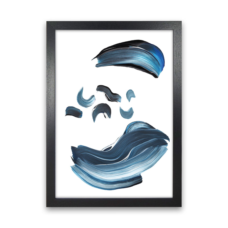 Dark Blue And Grey Paint Strokes  Art Print by Pixy Paper Black Grain