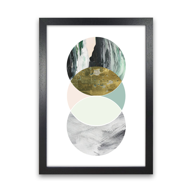 Green Marble Circles Abstract  Art Print by Pixy Paper Black Grain