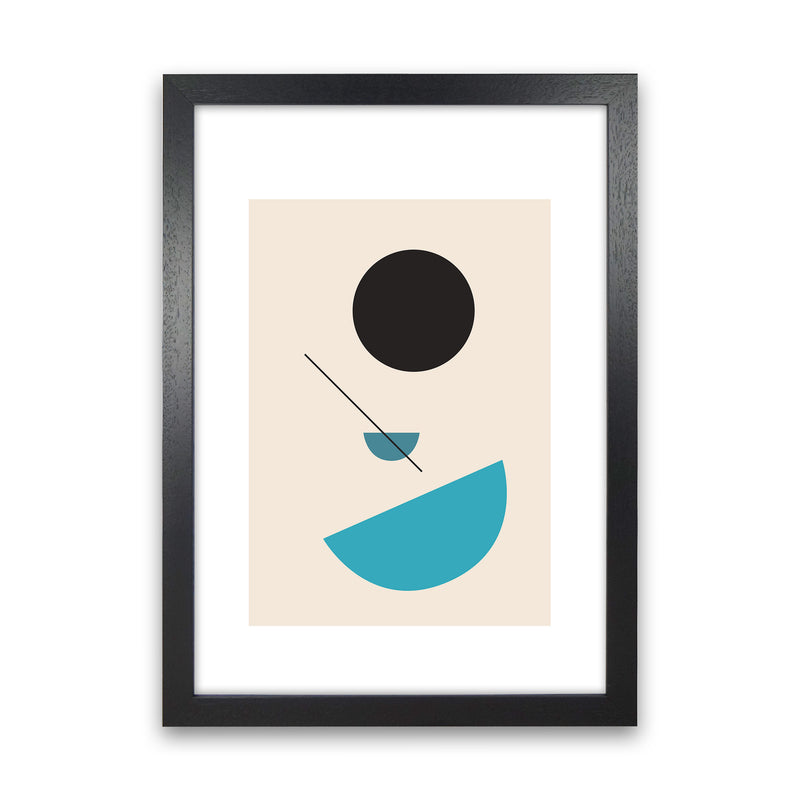 Mita Teal Abstract Shapes N2  Art Print by Pixy Paper Black Grain
