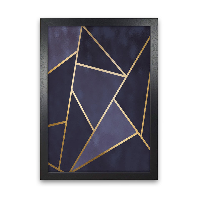 Lux Navy And Gold Geo Print  Art Print by Pixy Paper Black Grain