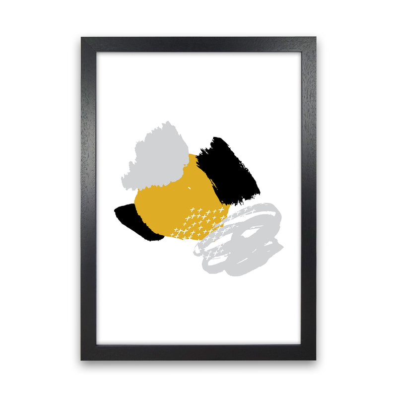 Mismatch Mustard And Black  Art Print by Pixy Paper Black Grain