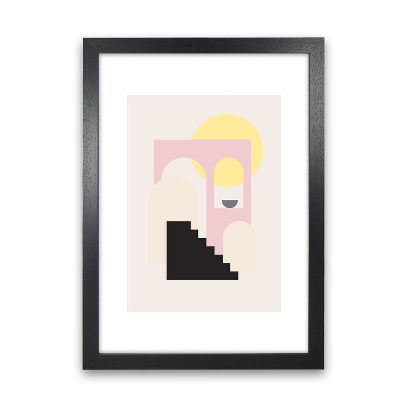 Mila Pink Stairs To Sun N6  Art Print by Pixy Paper Black Grain