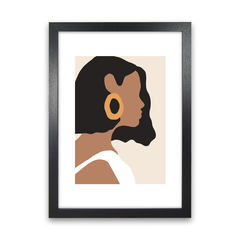 Mica Girl With Earring N6  Art Print by Pixy Paper Black Grain