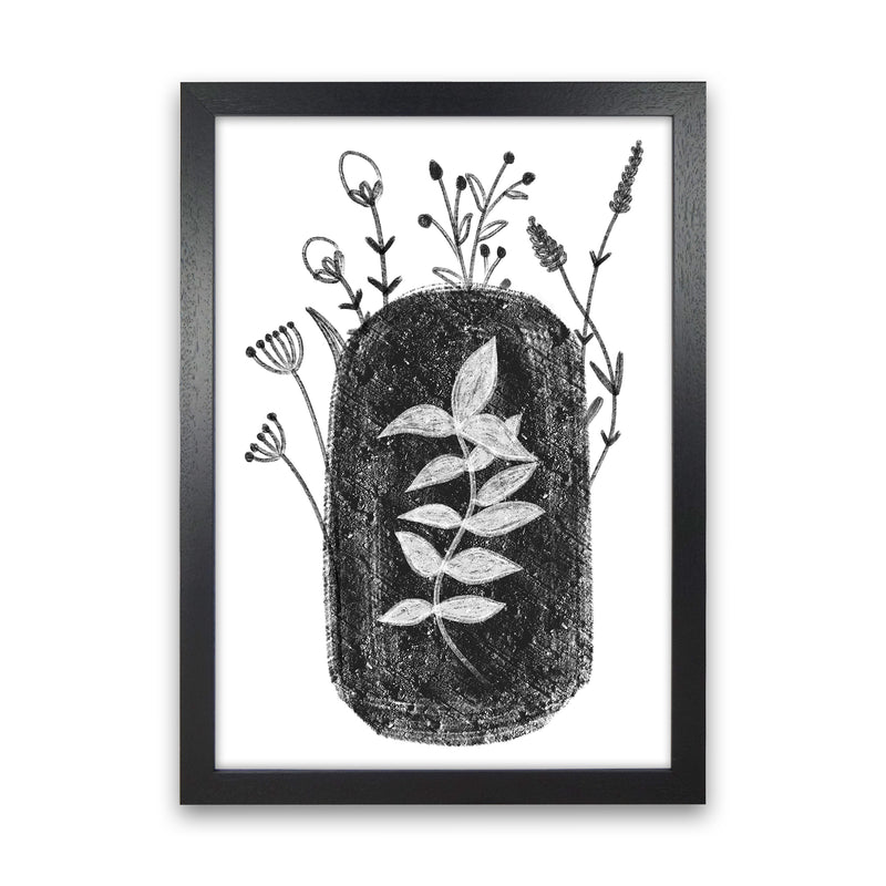 Dalia Chalk Black Floral  Art Print by Pixy Paper Black Grain