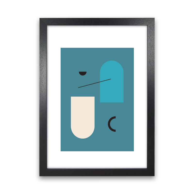 Mita Teal Abstract N4  Art Print by Pixy Paper Black Grain