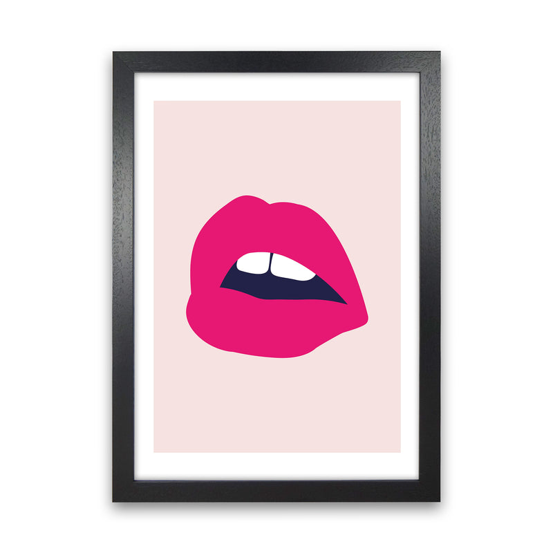 Pink Lips Salmon Back  Art Print by Pixy Paper Black Grain