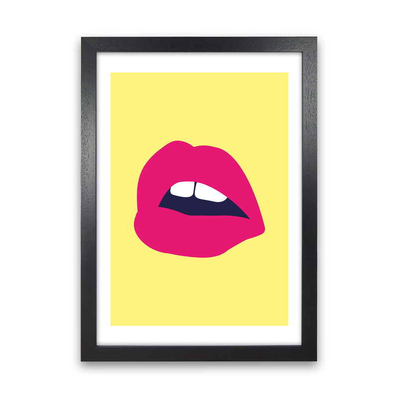 Pink Lips Yellow Back  Art Print by Pixy Paper Black Grain