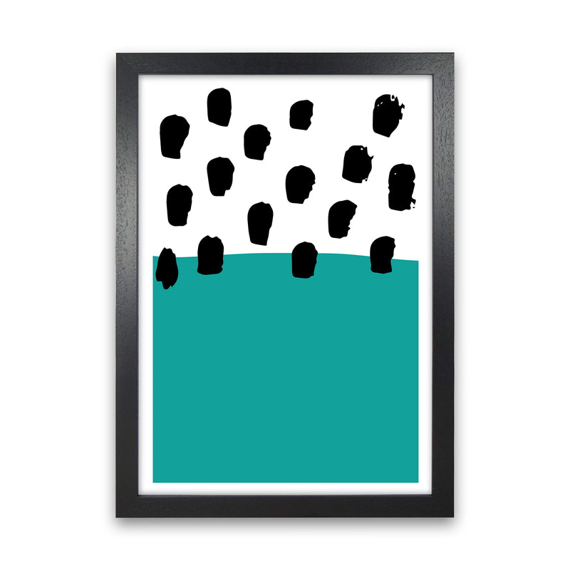 Teal Polka Neon Funk  Art Print by Pixy Paper Black Grain