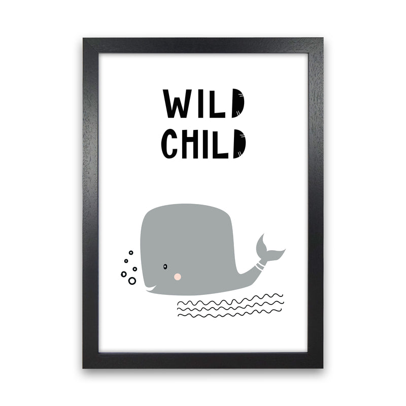 Wild Child Whale Animal  Art Print by Pixy Paper Black Grain