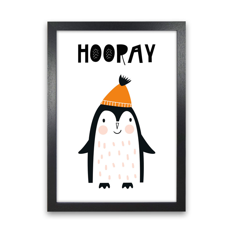 Hooray Penguin Animal  Art Print by Pixy Paper Black Grain
