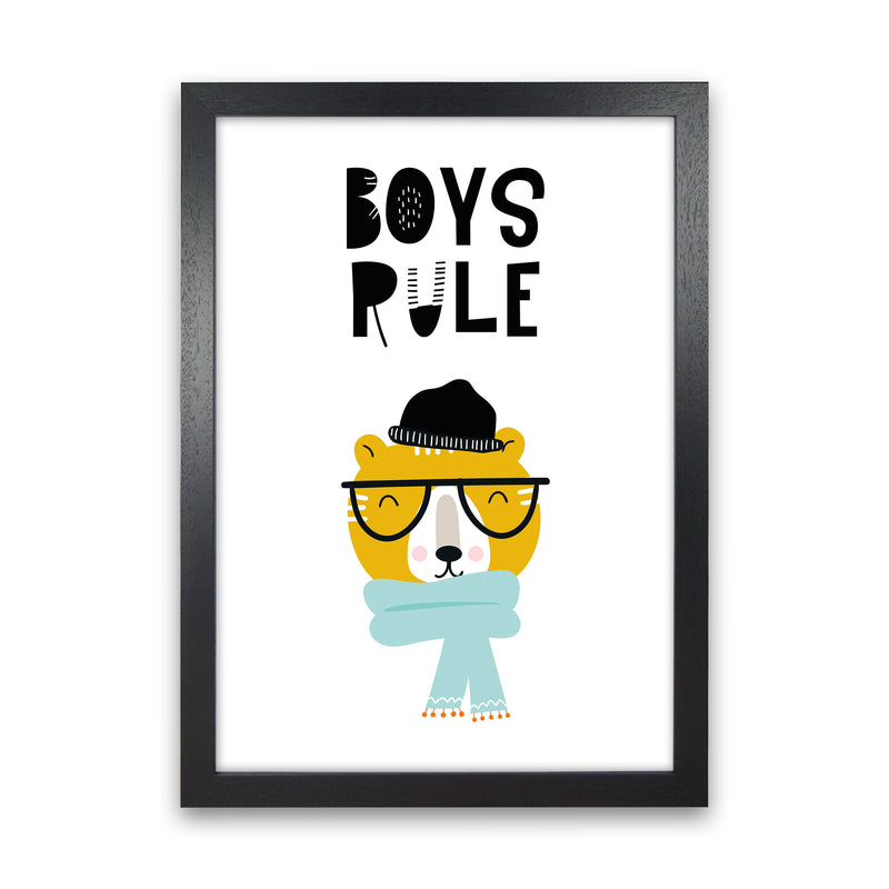 Boys Rule Animal  Art Print by Pixy Paper Black Grain